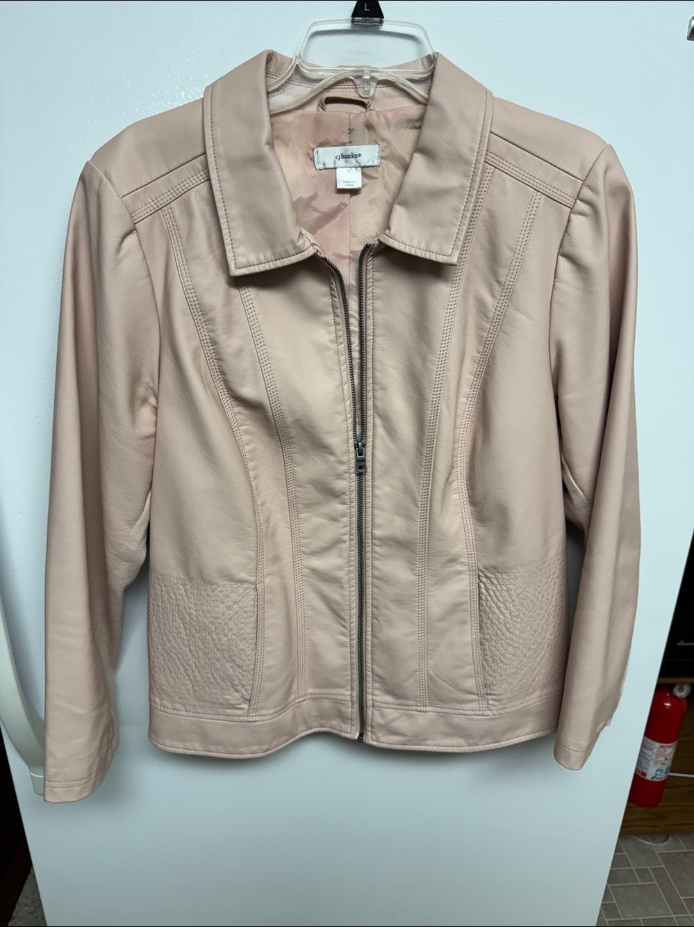 CJ Banks Light Pink Imitation Leather Jacket